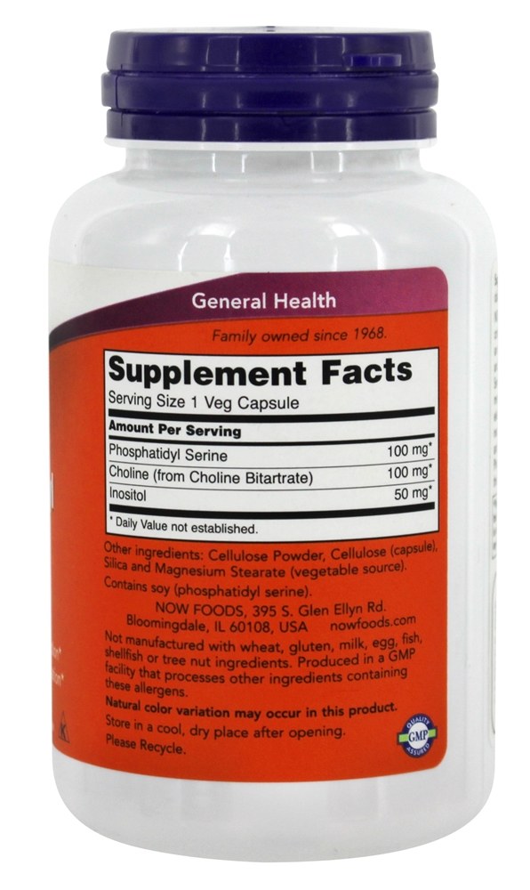 Saúde Cognitiva da Fosfatidil Serina 100 mg. - 120 Cápsula (s) vegetal (s) NOW Foods - Imagem 2