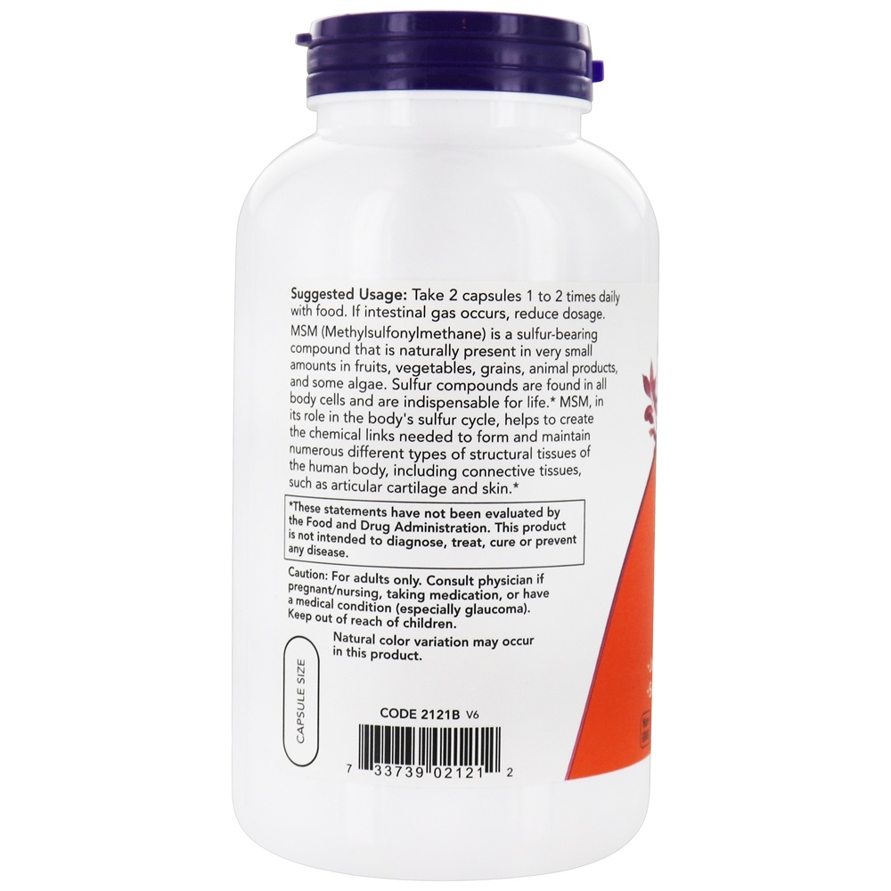 MSM 1000 mg. - 240 Cápsula (s) vegetal (s) NOW Foods - Imagem 3