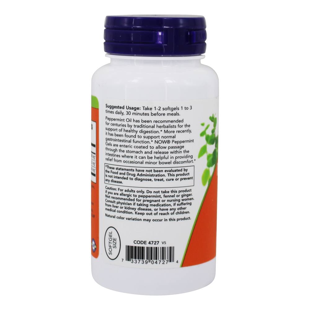 Suporte digestivo para géis de hortelã-pimenta - 90 Softgels NOW Foods - Imagem 3