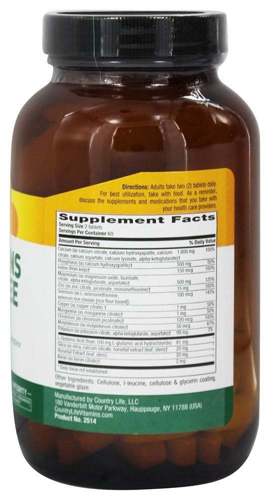 Mina Alvo Total Complexo Multi-Mineral com Boro Livre de Ferro - 120 Tablets Country Life - Imagem 2