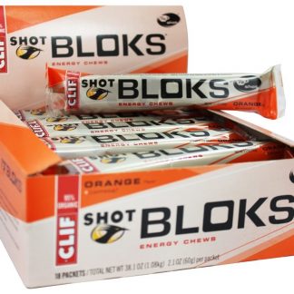 Tiro Blok Eletrólito Mastiga com 25 mg Cafeína Laranja - 6 Mastiga Clif Bar