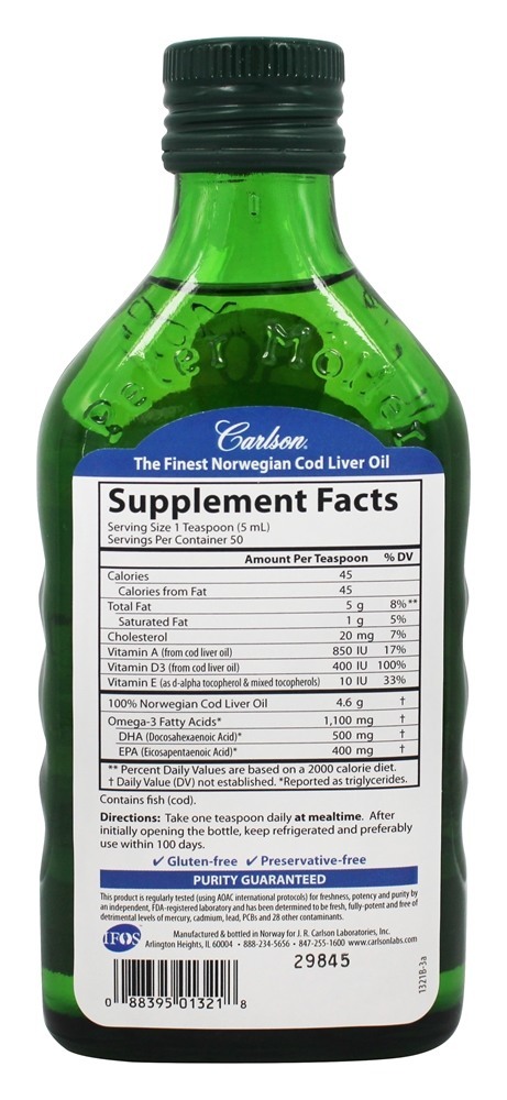 Óleo de Fígado de Bacalhau Norueguês - 8.4 fl. oz. Carlson Labs - Imagem 2