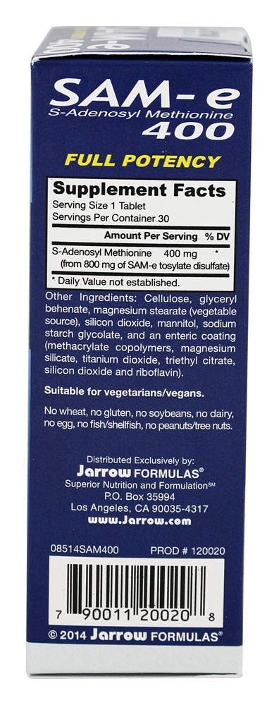 Sam-e 400 - 30 Tablets Jarrow Formulas - Imagem 2