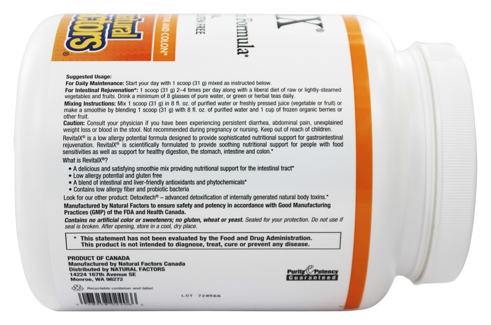 Fórmula de Rejuvenescimento Intestinal RevitalX - 2 lbs. Natural Factors - Imagem 3