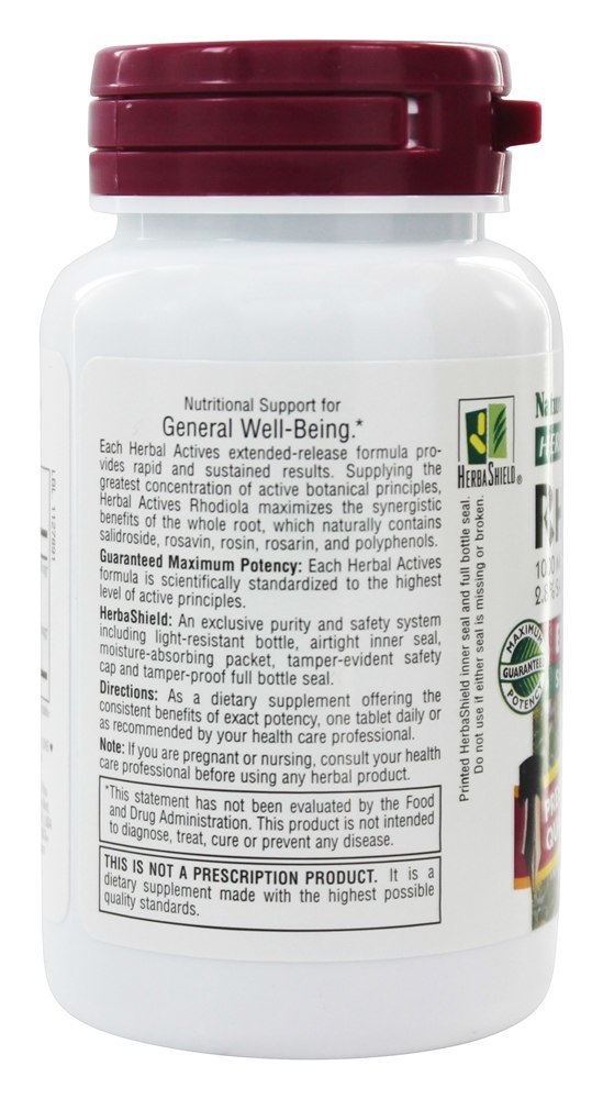 Herbal Actives versão prolongada Rhodiola 1000 mg. - 30 Tablets Natures Plus - Imagem 3