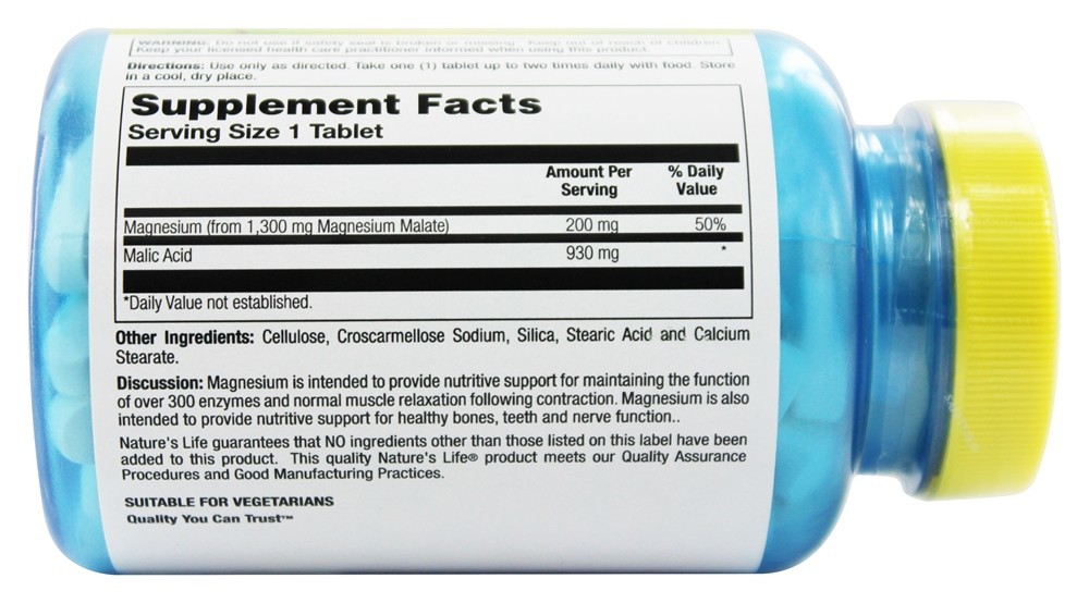 Magnésio Dimalato 1300 mg. - 100 Tablets Nature's Life - Imagem 3