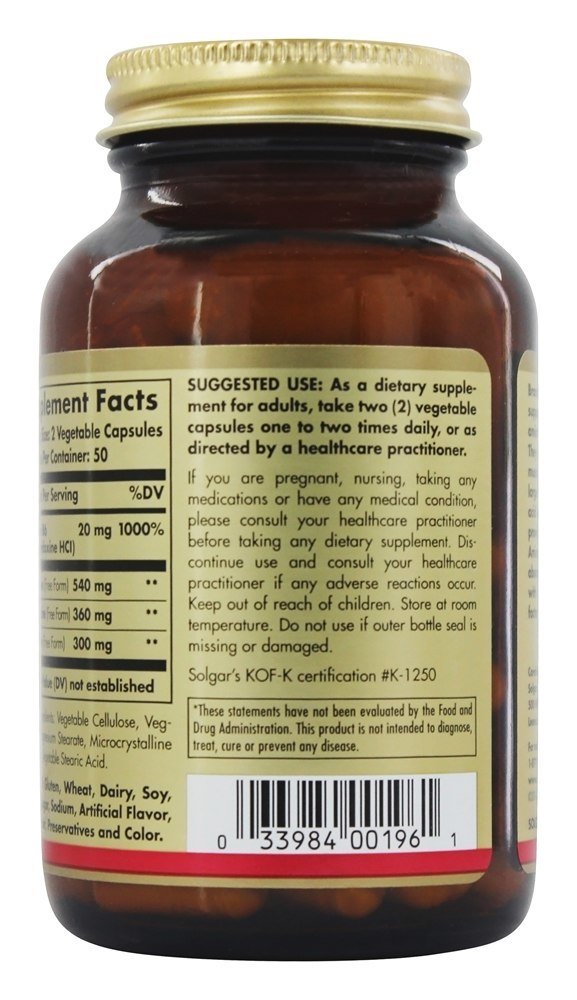 BCAA Plus (Aminos de Cadeia Ramificada) - Cápsulas vegetarianas 100 Solgar - Imagem 3