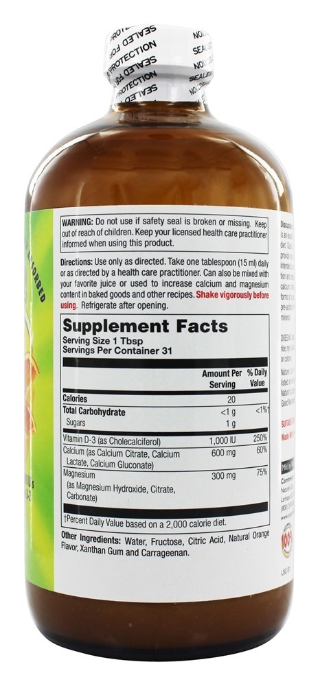 Superabsorbeze Cálcio Magnésio Líquido Fresco Laranja - 16 fl. oz. Nature's Life - Imagem 2