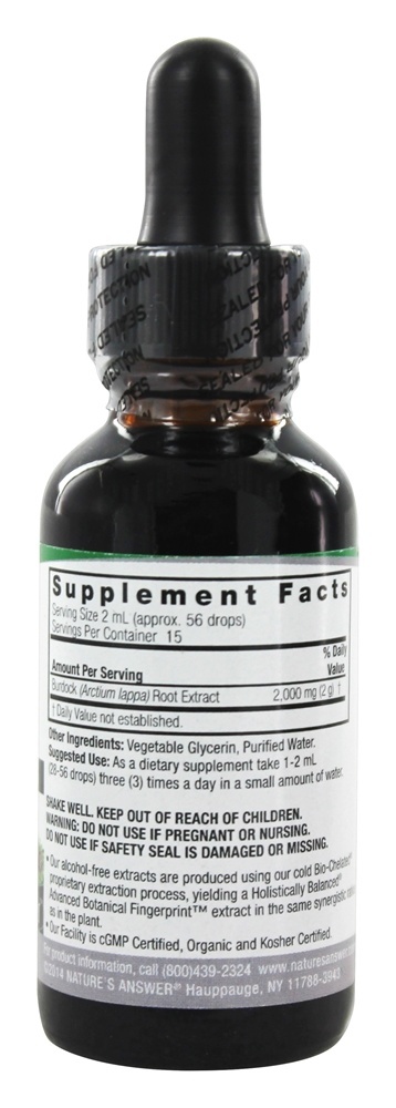 Raiz de bardana sem álcool - 1 fl. oz. Nature's Answer - Imagem 2