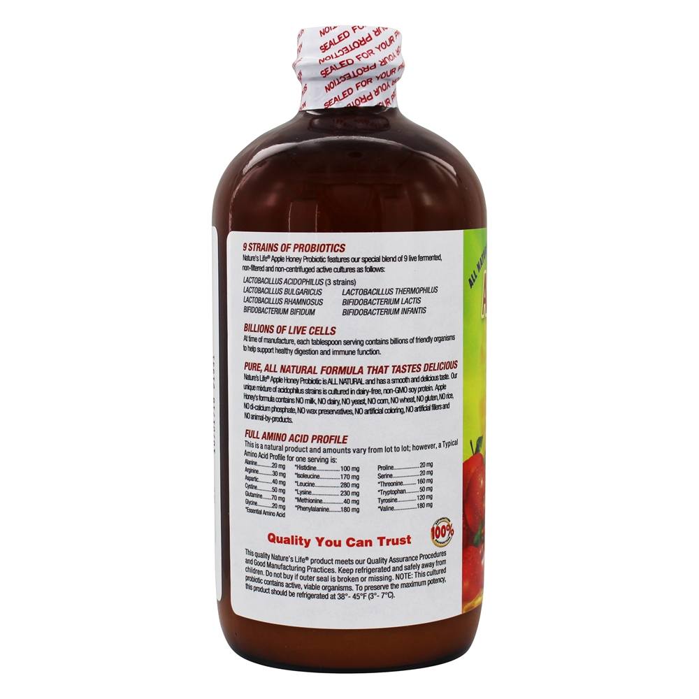 Acidophilus Líquido Probiotic Maçã Mel - 16 fl. oz. Nature's Life - Imagem 3
