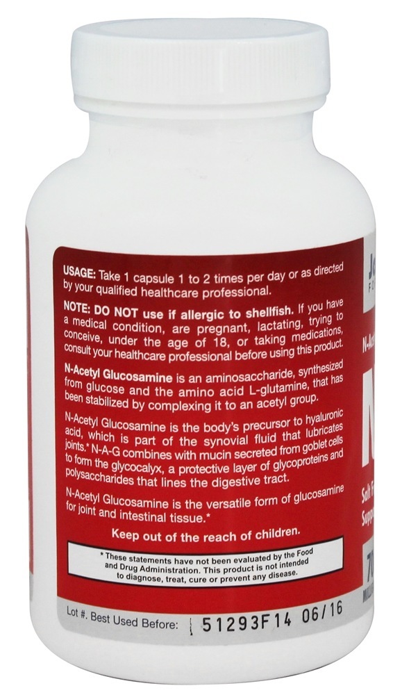 NAG N-Acetil Glucosamina 700 mg. - Cápsulas 120 Jarrow Formulas - Imagem 3