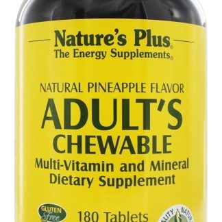 Sabor Natural Multi-Vitamina & Mineral Naturais de Abacaxi para Adultos - 180 comprimidos mastigáveis Natures Plus