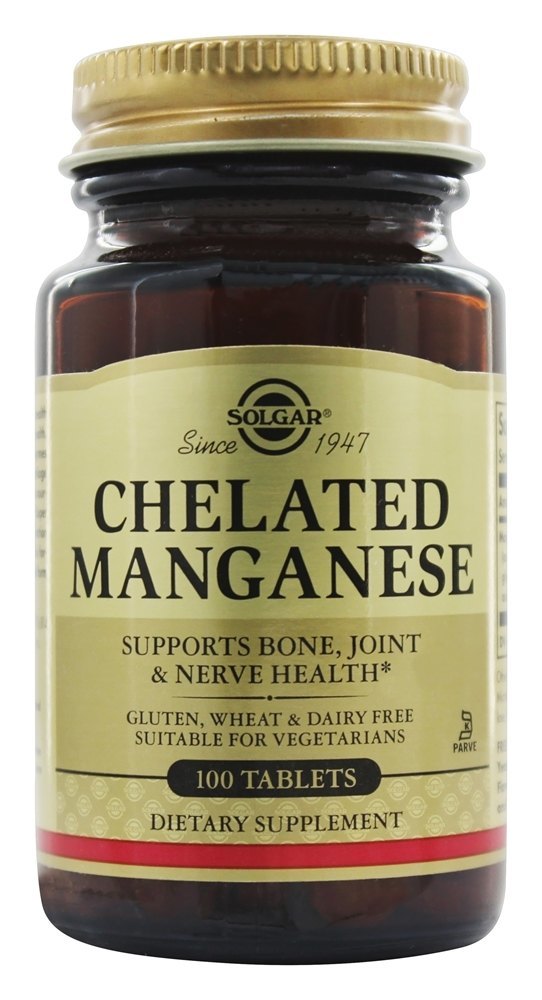 Manganês Quelatado 8 mg. - 100 Tablets Solgar