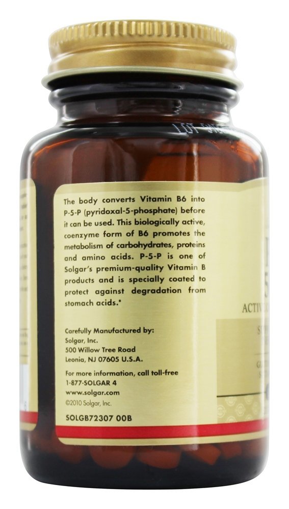Piridoxal 5 Fosfato (P5P) 50 mg. - 100 Tablets Solgar - Imagem 3