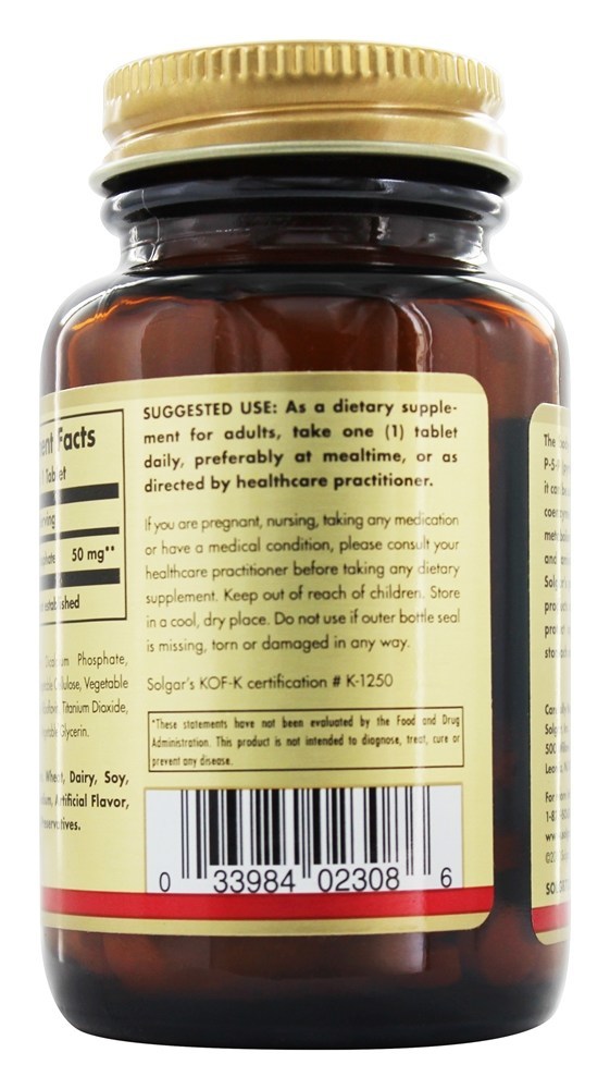 Piridoxal 5 Fosfato (P5P) 50 mg. - 100 Tablets Solgar - Imagem 4