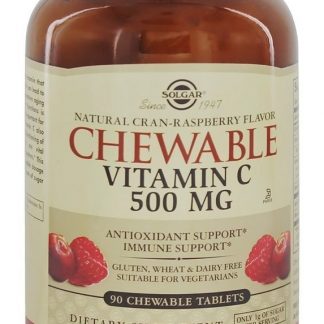 Vitamina C Antioxidante Mastigável Sabor Cran-Framboesa 500 mg. - 90 comprimidos mastigáveis Solgar