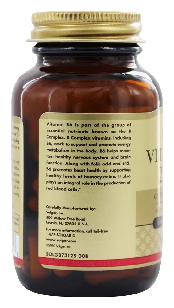 Vitamina B6 250 mg. - Cápsulas vegetarianas 100 Solgar - Imagem 4