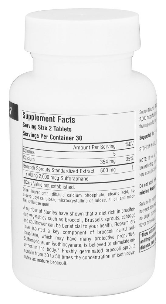 Brócolis Brotos Extrato Padronizado - 60 Tablets Source Naturals - Imagem 2