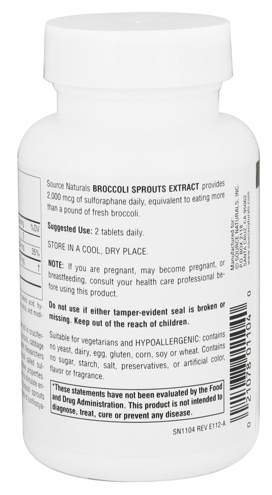 Brócolis Brotos Extrato Padronizado - 60 Tablets Source Naturals - Imagem 3