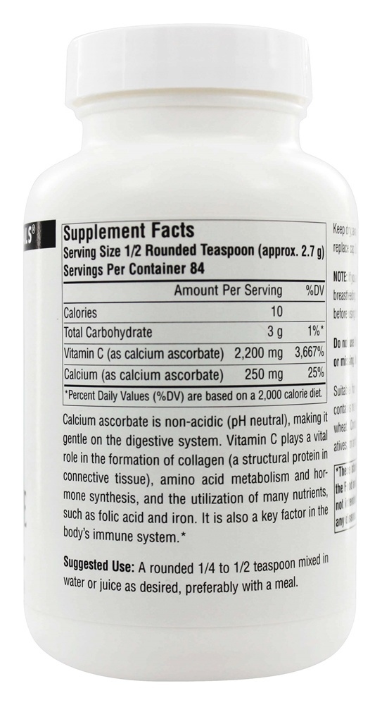 Cálcio Ascorbato Vitamina C Cristais - 8 oz. Source Naturals - Imagem 2