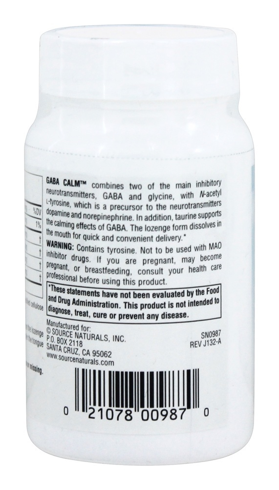 GABA Calma Sublingual Laranja Aromatizado - 60 Tablets Source Naturals - Imagem 3