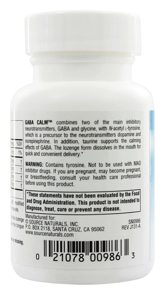 GABA Calma Sublingual Laranja Aromatizado - 30 Tablets Source Naturals - Imagem 3