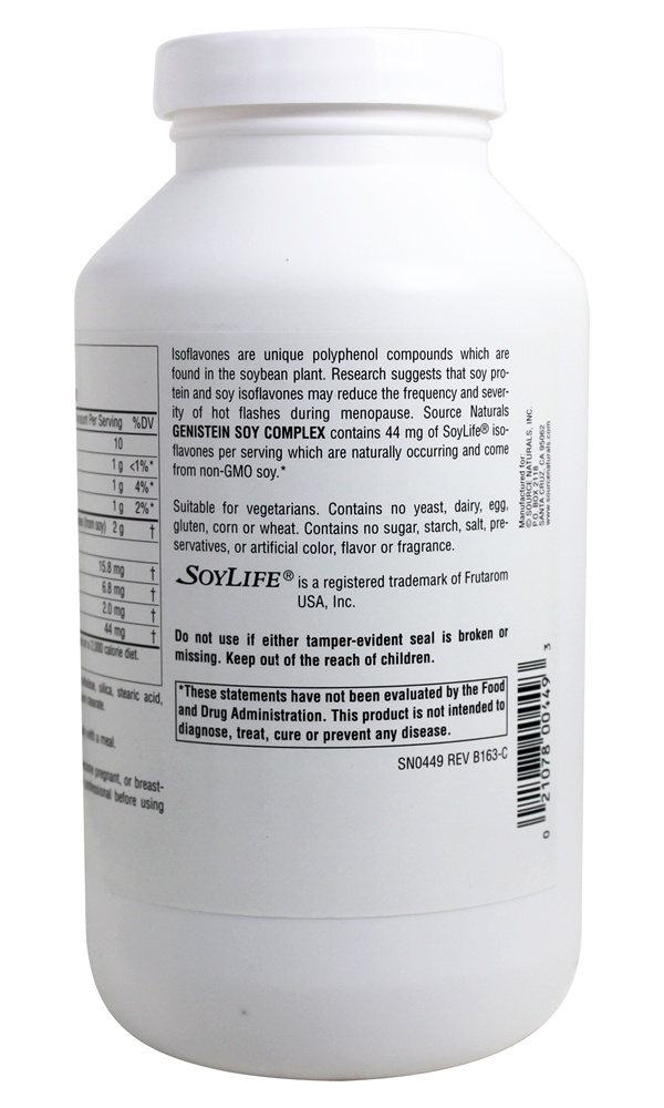 Complexo de Soja Genisteína 1000 mg. - 240 Tablets Source Naturals - Imagem 3