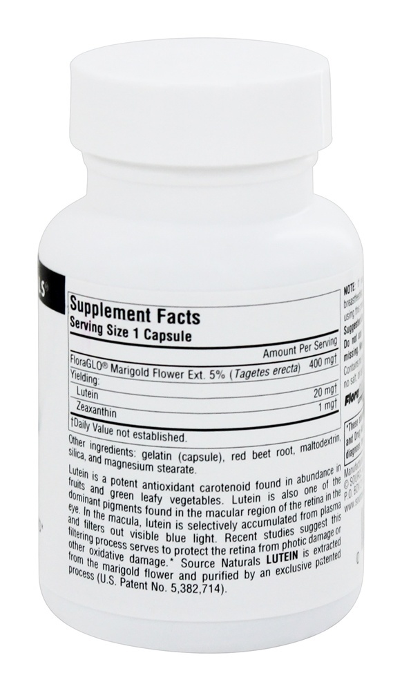 Luteína 20 mg. - Cápsulas 30 Source Naturals - Imagem 2