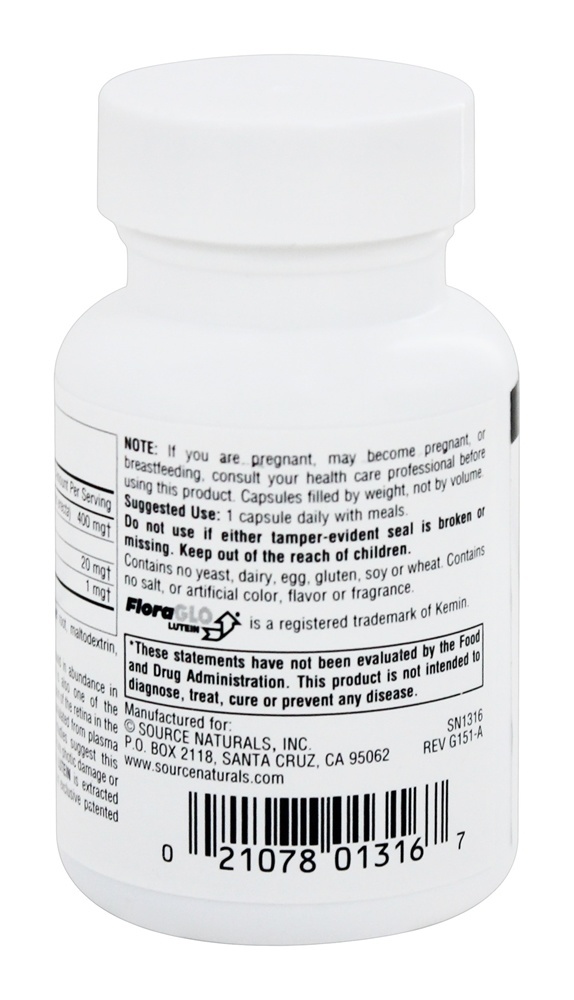 Luteína 20 mg. - Cápsulas 30 Source Naturals - Imagem 3