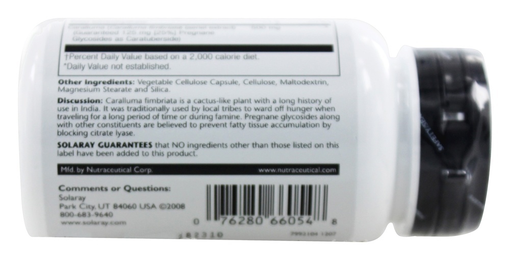 Ayurvedic Ervas Caralluma Fimbriata 500 mg. - Cápsulas vegetarianas 30 Solaray - Imagem 2