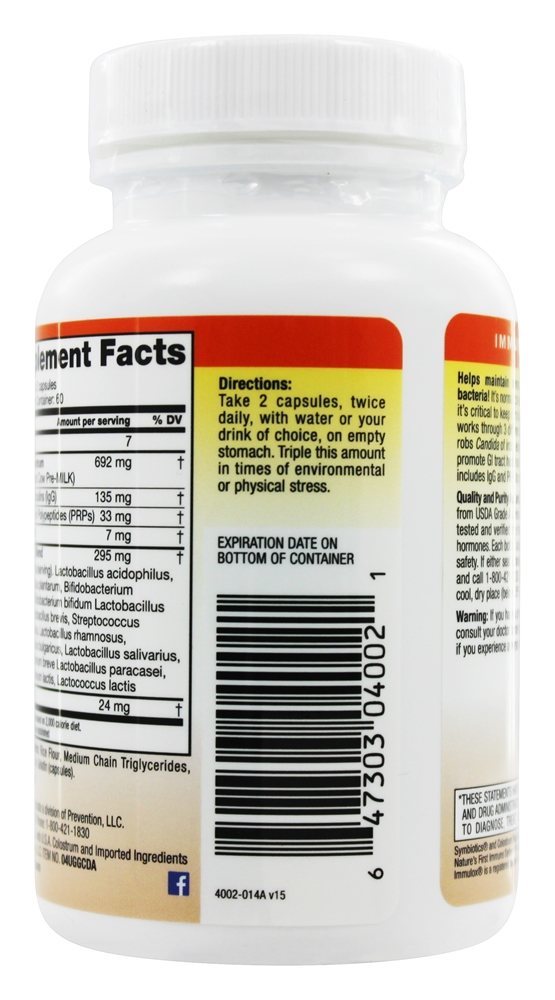Candida Balance Desintoxicante de Trato GI com Colostro Plus e Probióticos - Cápsulas 120 Symbiotics - Imagem 3