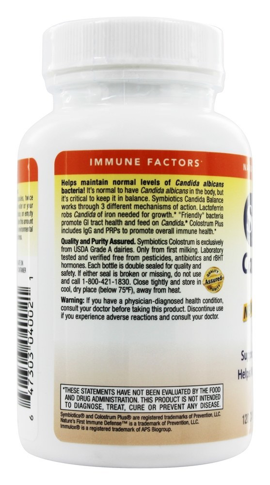 Candida Balance Desintoxicante de Trato GI com Colostro Plus e Probióticos - Cápsulas 120 Symbiotics - Imagem 4