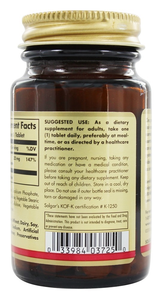 Picolinato de Zinco 22 mg. - 100 Tablets Solgar - Imagem 3