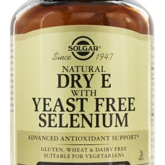 Natural seco E com selênio livre de levedura - Cápsulas vegetarianas 100 Solgar