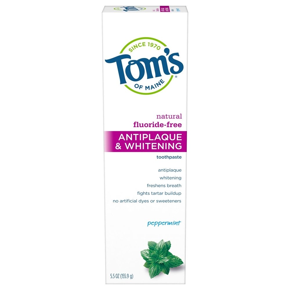 Creme dental natural Antiplaca & clareamento de hortelã-pimenta sem flúor - 5.5 oz. Tom's of Maine