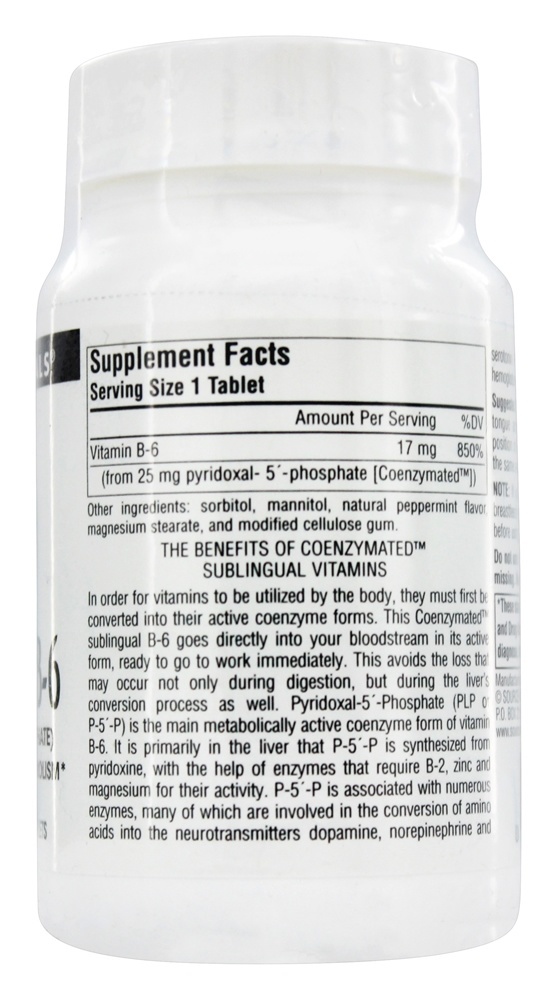 B6 Coenzimada Sublingual 25 mg. - 120 Tablets Source Naturals - Imagem 2