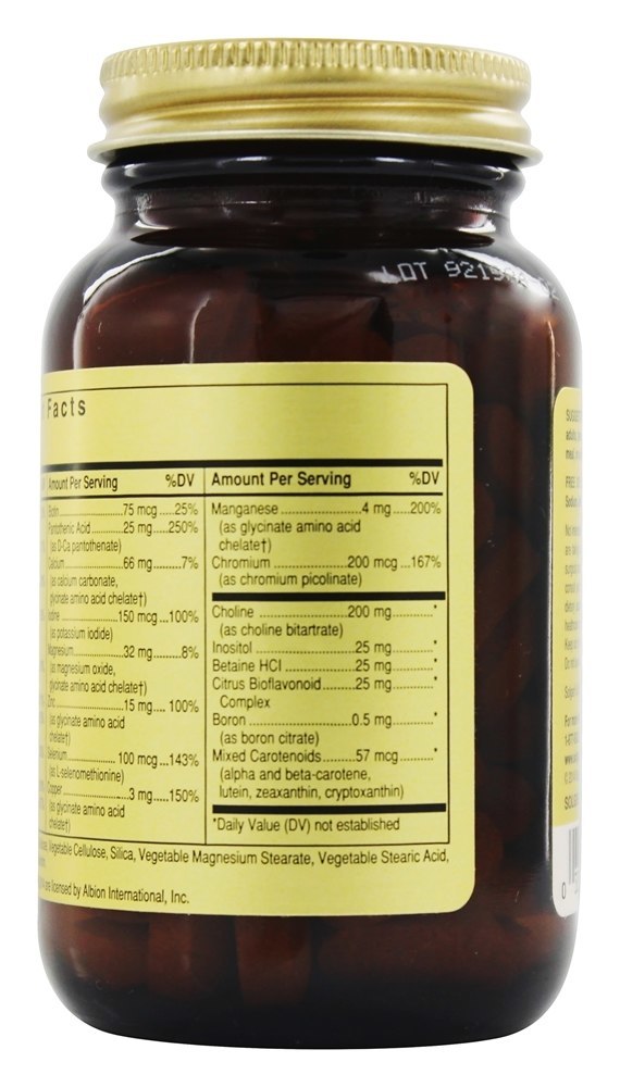 Fórmula VM-Prime Para Adultos Com +50 Anos Vitaminas & Minerais Sem Ferro - 100 Tablets Solgar - Imagem 3