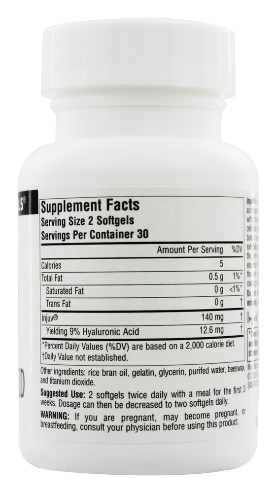 Ácido Hialurônico Injuv 70 mg. - 60 Softgels Source Naturals - Imagem 2