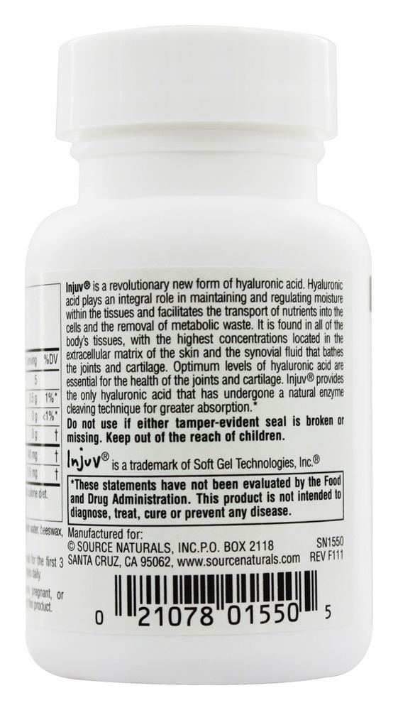 Ácido Hialurônico Injuv 70 mg. - 60 Softgels Source Naturals - Imagem 3
