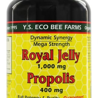 Geléia Real 1000 mg & Própolis 400 mg - Cápsulas 60 YS Organic Bee Farms