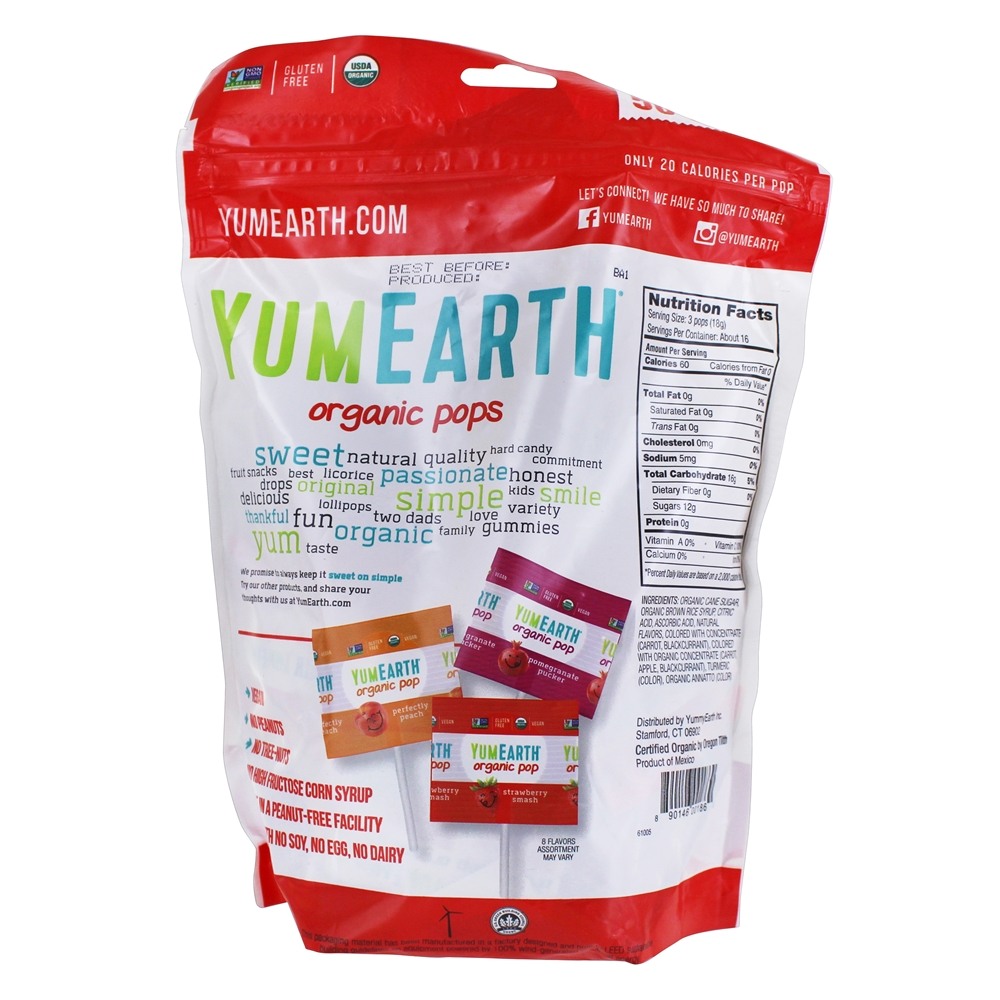 Pops orgânicos Sabores variados - 50 Pirulito (s) YumEarth - Imagem 2