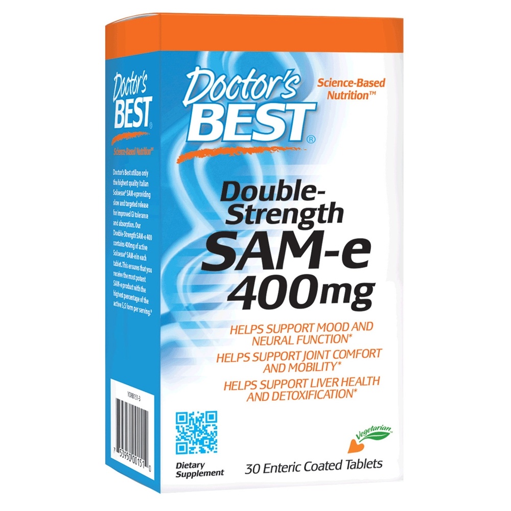 SAM-e de força dupla 400 mg . - 30 Comprimidos com Doctor's Best entérico Doctor's Best