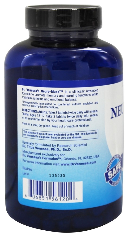Neuro-Maxx - 120 Tablets Dr. Venessa's Formulas - Imagem 3
