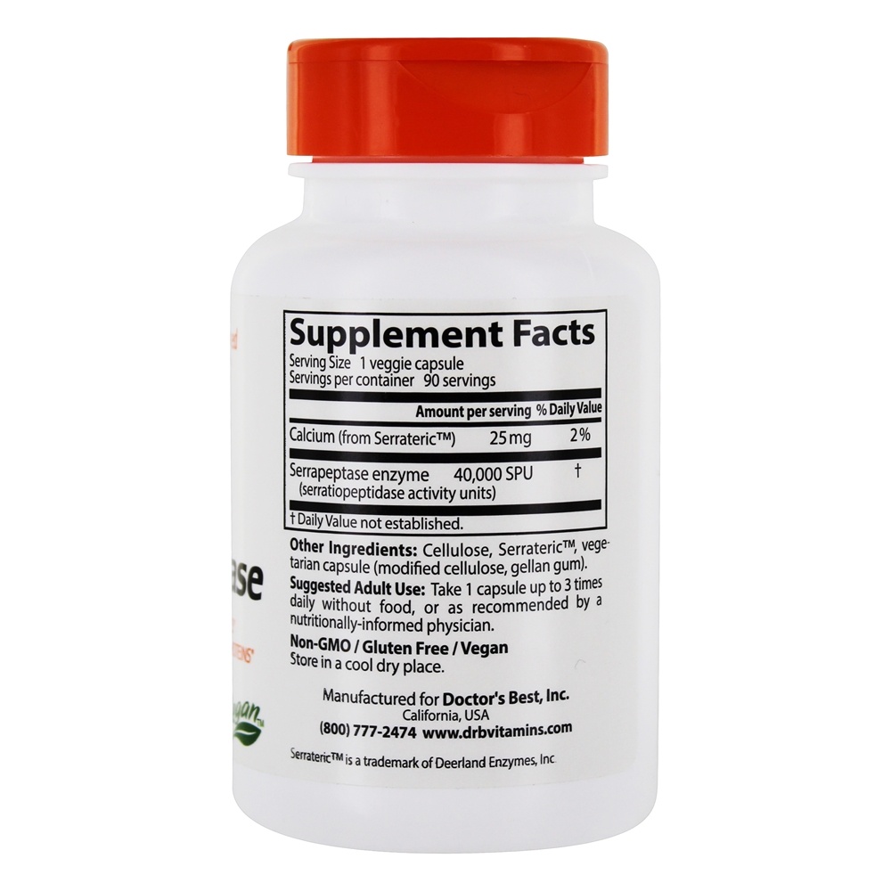 Serrapeptase 40,000 SPU - 90 Cápsula (s) vegetal (s) Doctor's Best - Imagem 2