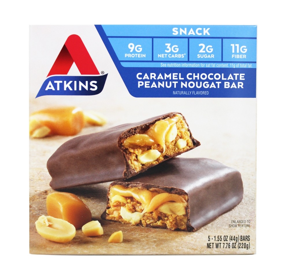 Lanche Barras Caixa Caramelo Chocolate Amendoim Nogado - 5 Barras Atkins