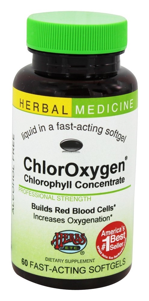 ChlorOxygen Clorofila Concentrada Sem Álcool - 60 Softgels Herbs Etc