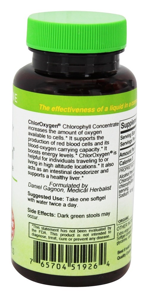 ChlorOxygen Clorofila Concentrada Sem Álcool - 60 Softgels Herbs Etc - Imagem 2