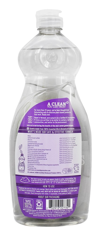 Flor & hortelã líquidas da lavanda do prato natural - 25 fl. oz. Seventh Generation - Imagem 2