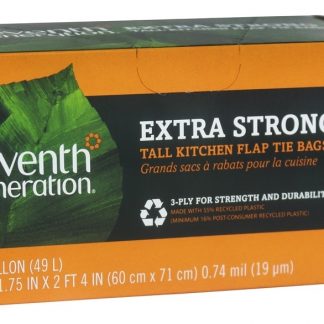 Sacos de Lixo com Alça de Cozinha Alta 13 Gallon White - 30 Malas Seventh Generation