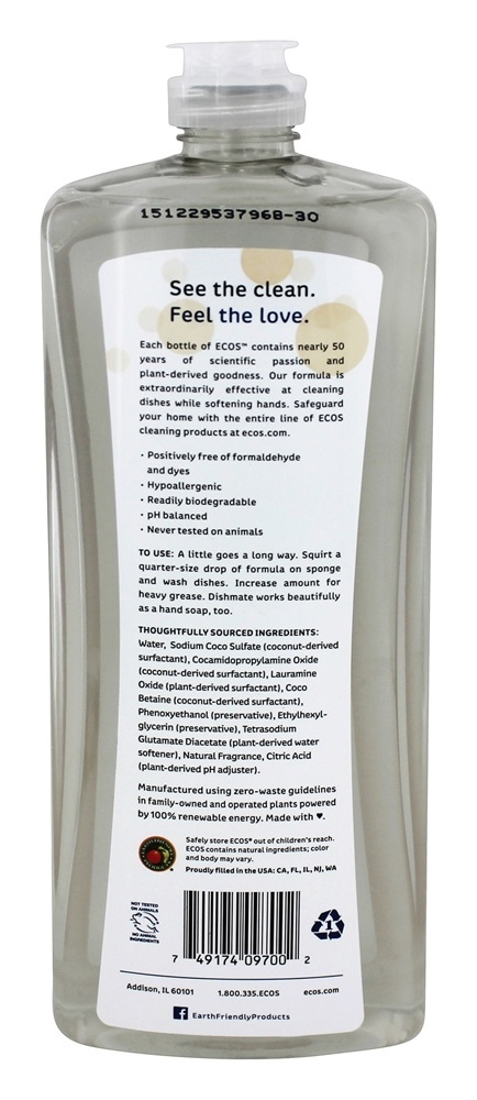 ECO Dishmate Prato Líquido Amêndoa - 25 fl. oz. Earth Friendly - Imagem 2